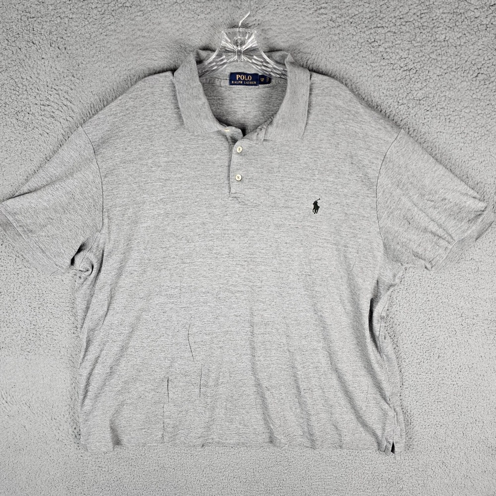 Polo Ralph Lauren Polo Shirt Mens 2XB Gray Pony Logo Short Sleeve Performance